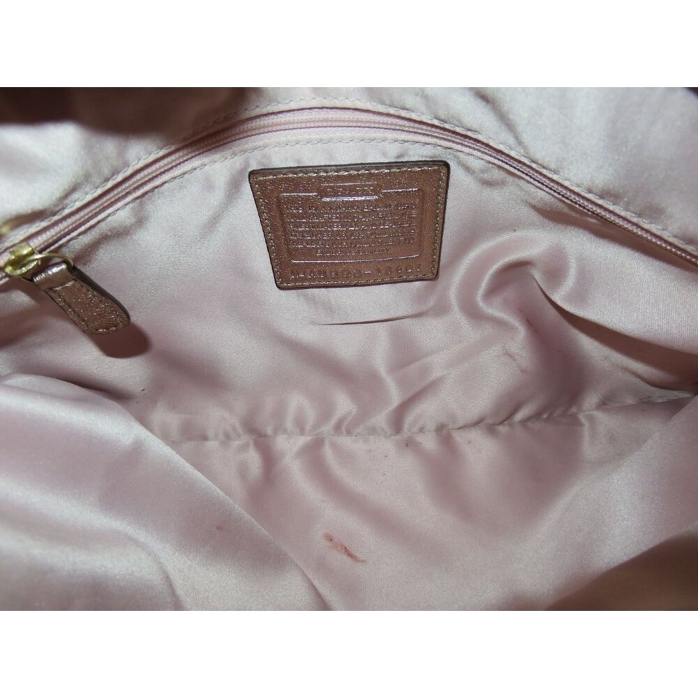 COACH Metallic Rose Gold Embossed C Logo Quilted Leather Satchel Handbag 13607 - Picture 4 of 15